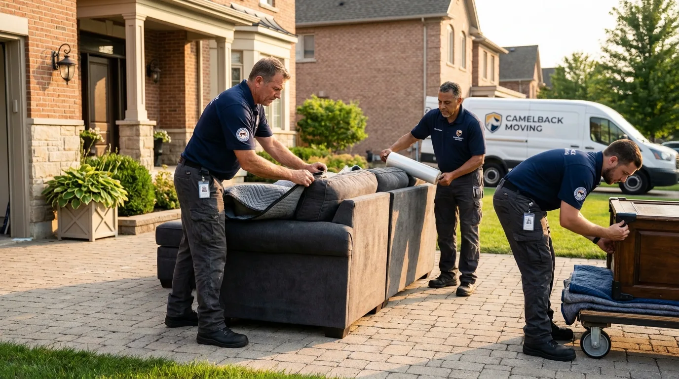 Large estate moving crew wrapping furniture in Avenel, NJ